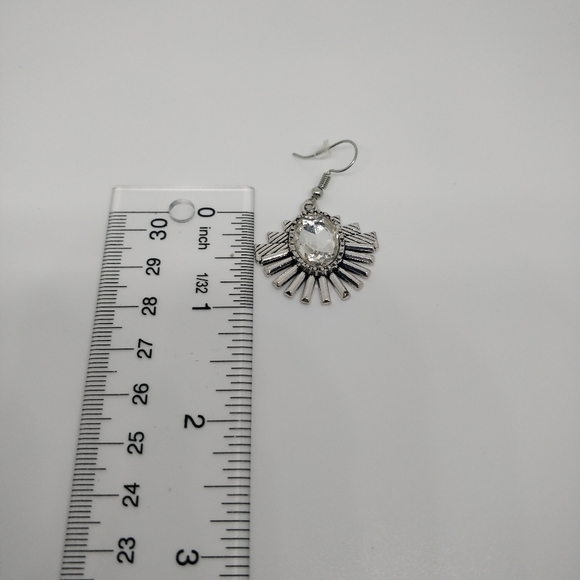 Necklace Earring Set Bib Statement Costume Glam Silver Tone - Picture 9 of 10